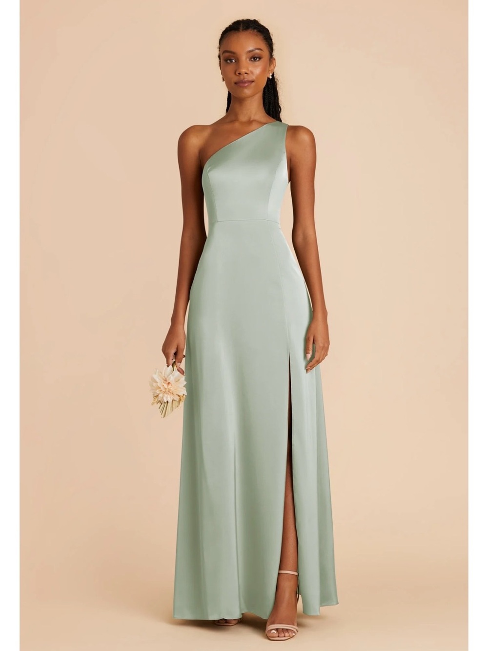 Birdie Grey Kira Asymmetrical One-Shoulder Sage Formal Dress
